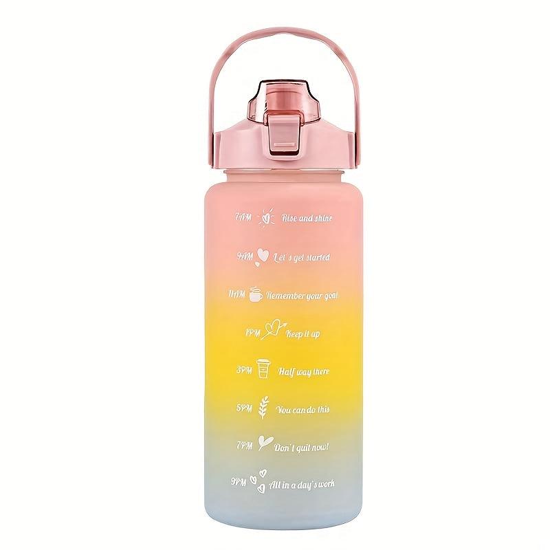 Frosted Motivational Water Bottle with Straw & Gradient - 1pc