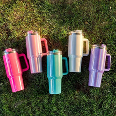 40oz Glitter Tumbler Stainless Steel Water Bottle With Lid & Straw