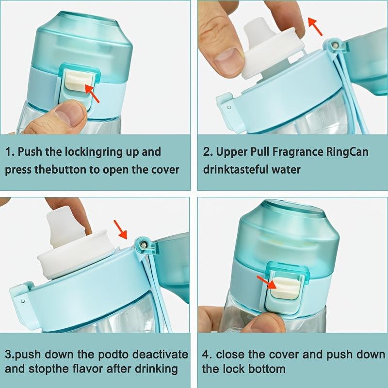 650ml Sports Water Bottle with Flavor Pods Portable Travel Cup