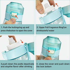 650ml Sports Water Bottle with Flavor Pods Portable Travel Cup