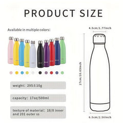Watersy Insulated Water Bottle 17Oz Stainless Steel Vacuum Thermo Flask