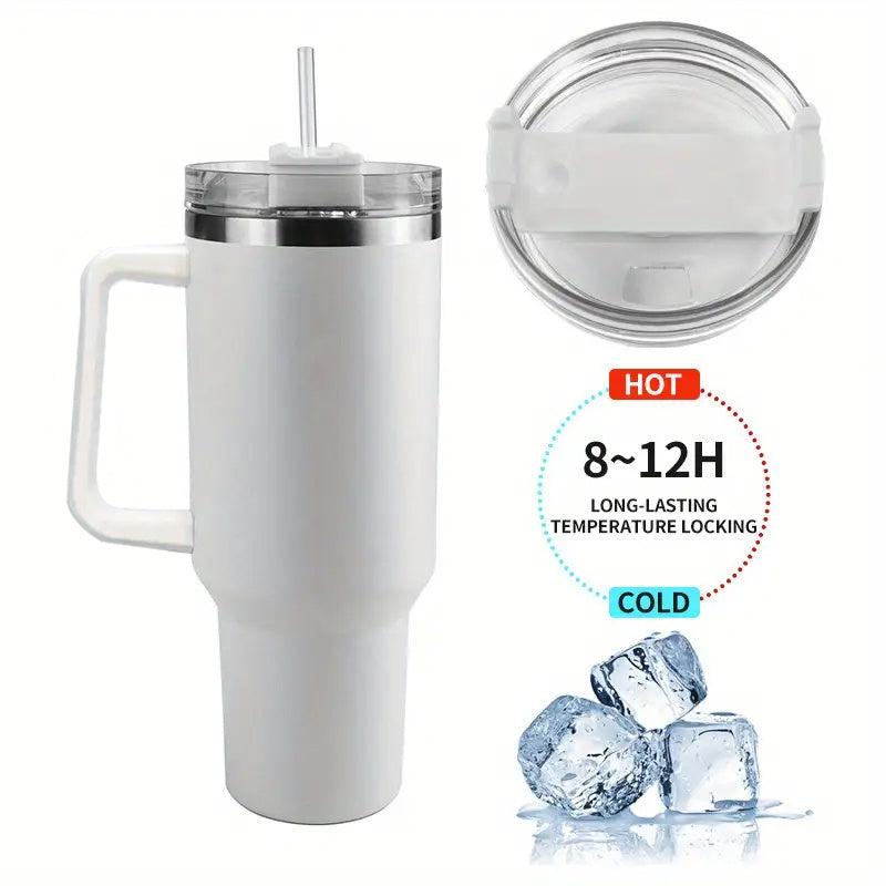 40 Oz Tumbler w/ Handle & Straw Lid, Stainless Steel