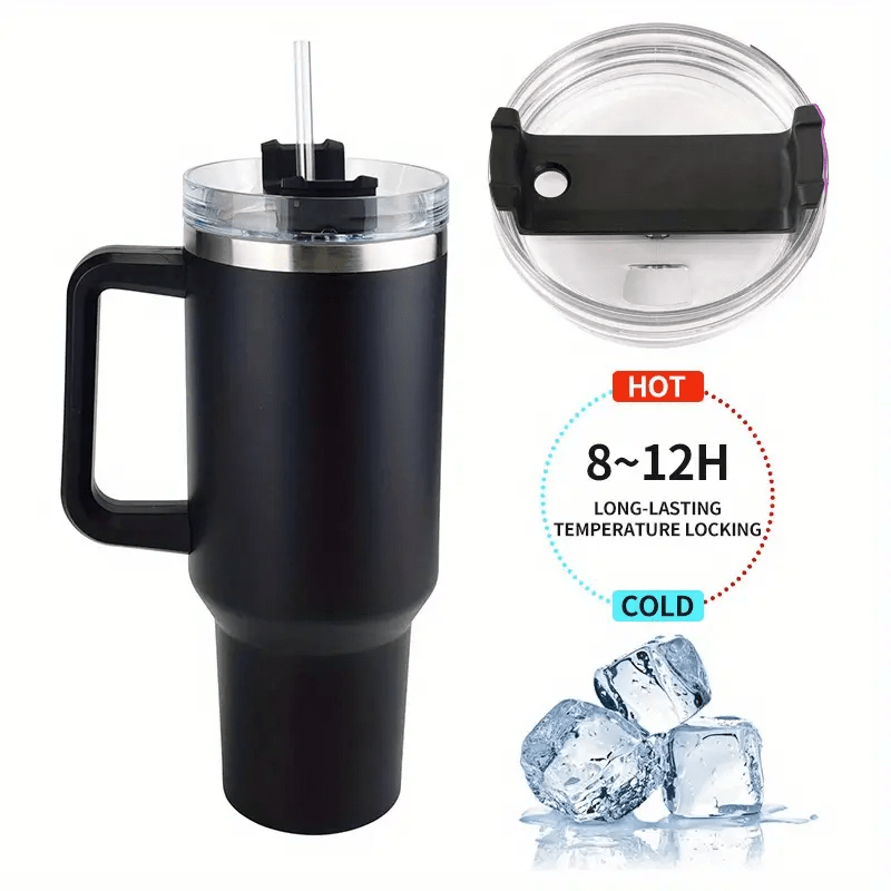 40 Oz Tumbler w/ Handle & Straw Lid, Stainless Steel