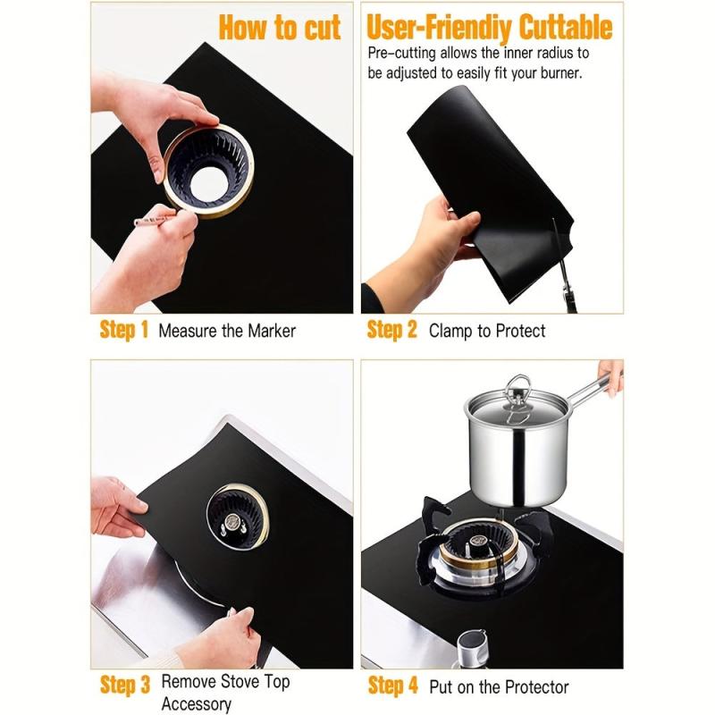 3pcs Gas Range Stove Protector Liners Heat Resistant Cover Reusable Burner Cover