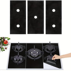 3pcs Gas Range Stove Protector Liners Heat Resistant Cover Reusable Burner Cover