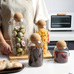 Glass Jar with Wood Lid for Kitchen Storage and Gift Giving