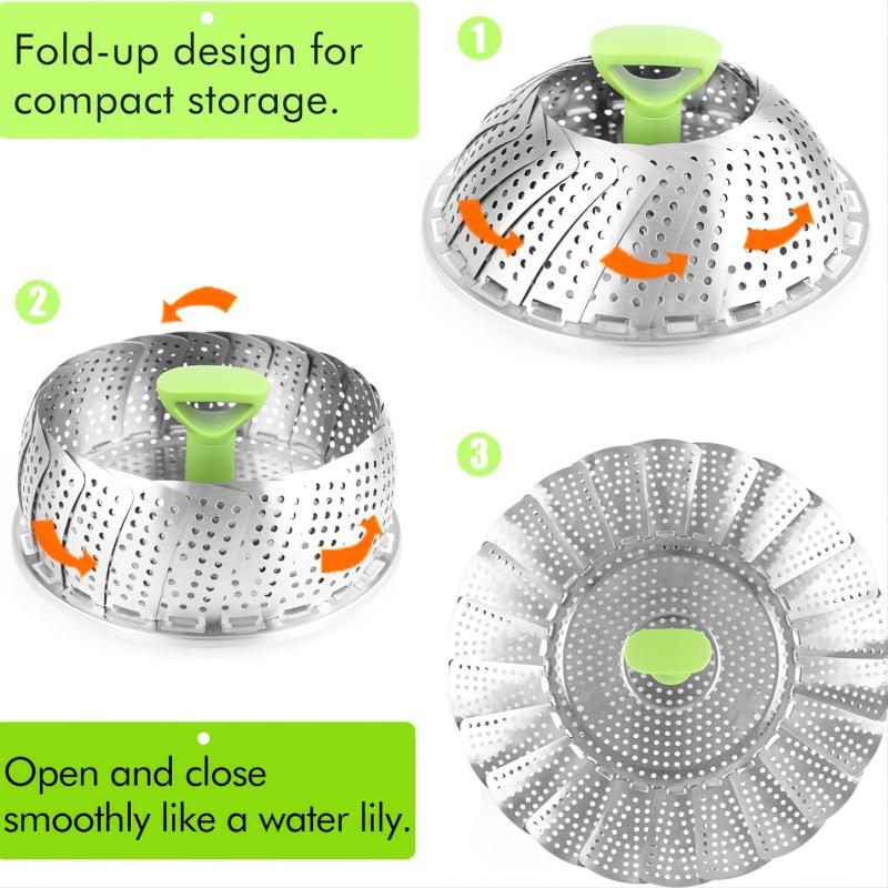 1pc Steamer Basket Veggie Steamer Basket Stainless Steel Folding