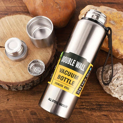 Stainless Steel Vacuum Bottle with Adjustable Strap 1L