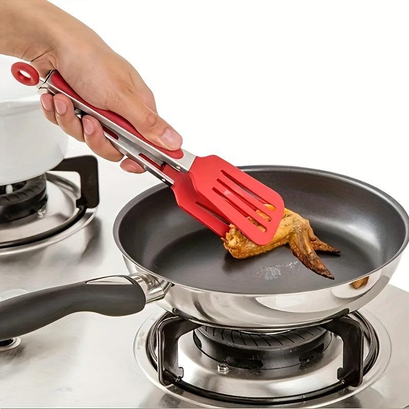 1pc Stainless Steel Kitchen Food Tongs Silicone Head Cooking Tools
