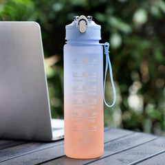 Motivational Water Bottle With Straw & Time Marker