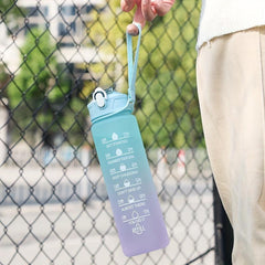Motivational Water Bottle With Straw & Time Marker