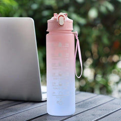 Motivational Water Bottle With Straw & Time Marker
