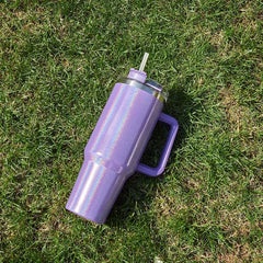 Glitter Tumbler 30oz Stainless Steel Thermal Water Bottle with Lid & Straw
