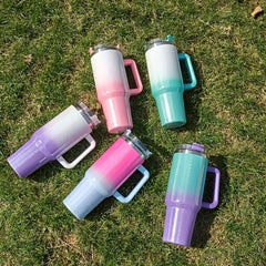 Glitter Tumbler 30oz Stainless Steel Thermal Water Bottle with Lid & Straw