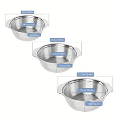 3pcs Stainless Steel Drain Basket with Double Handle