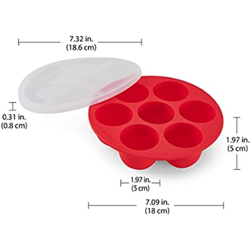 Instant Pot Silicone Egg Bites Pan With Lid 6 & 8 Quart Red
