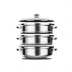 3pcs Stainless Steel Steamer Soup Pot Cookware