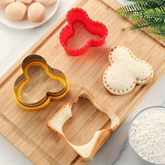2pcs Cartoon Bear Sandwich Cutter And Sealers Stainless Steel Cookie Cutters