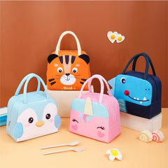 1pc Cartoon Insulated Lunch Box Tote Bag Hand held Bento Bag 3D