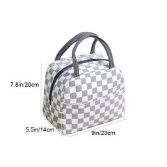 Checkered Insulated Lunch Bag Waterproof Picnic Bag Large Capacity