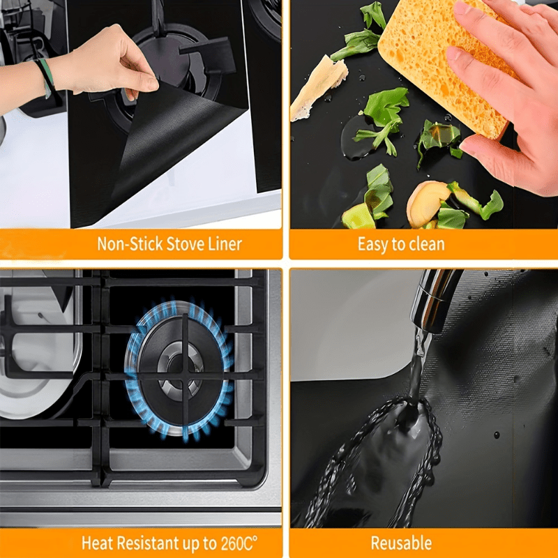 3PCS Gas Stove Protector Non Stick Reusable Washable Heat Resistant Stove Cover