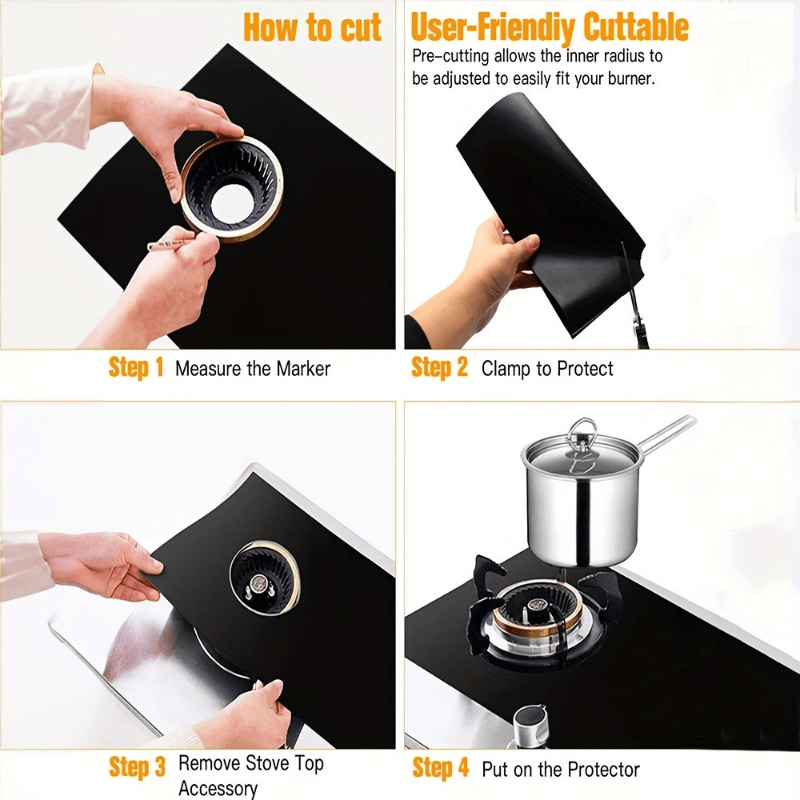 3PCS Gas Stove Protector Non Stick Reusable Washable Heat Resistant Stove Cover