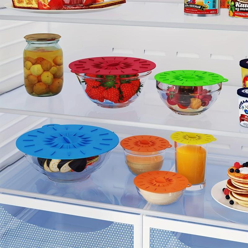 5pcs Reusable Silicone Lids Microwave Freezer Dust Splash Heat BPA Cups Bow