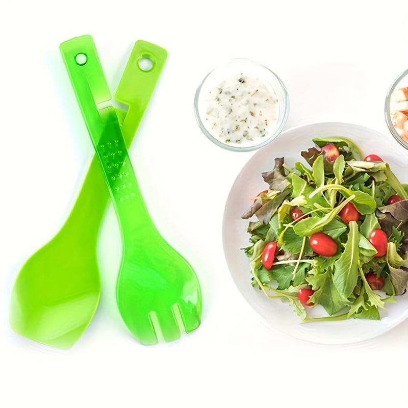 Detachable Food Tong Green Salad Tong Spoon Spork Kitchen Gadget