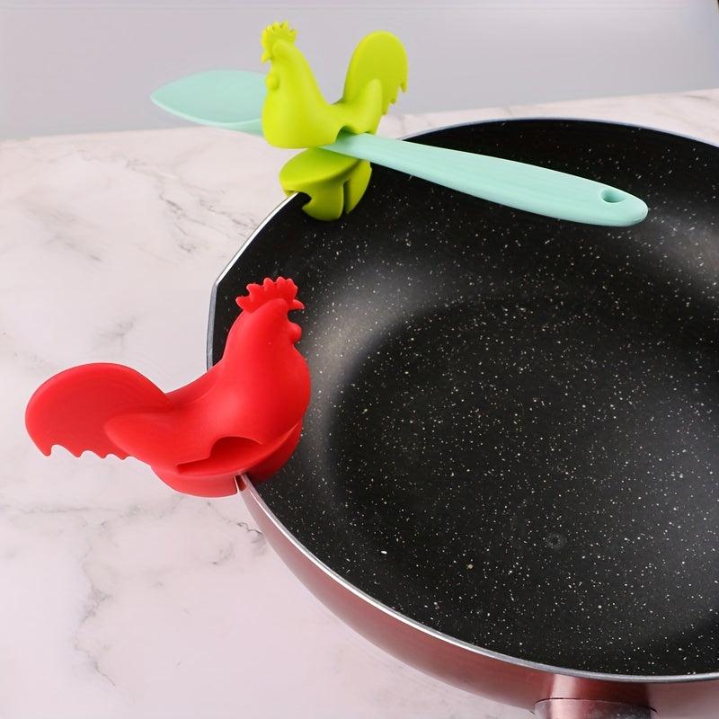 Portable Pot Clips Cartoon Silicone Spoon Holder