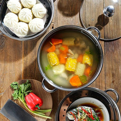 3 Tier Steamer Pot With Lid Stainless Steel Thickened Steaming Pot