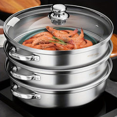 3 Tier Steamer Pot With Lid Stainless Steel Thickened Steaming Pot
