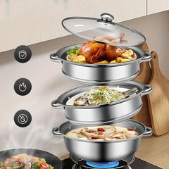 Large Stainless Steel Steamer Pot Set Household Cooking Pot