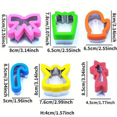 6pcs Christmas Biscuit Cutters Cookie Stamps Plunger Cutter Fondant Molds