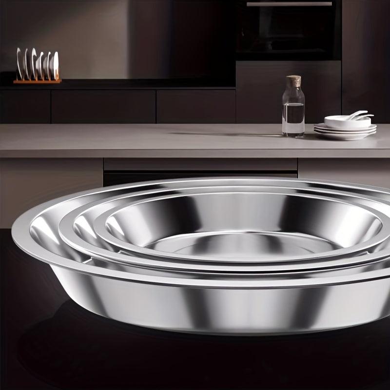 Stainless Steel Plates - Rust Proof Dinner Plates for BBQ Snack Salad