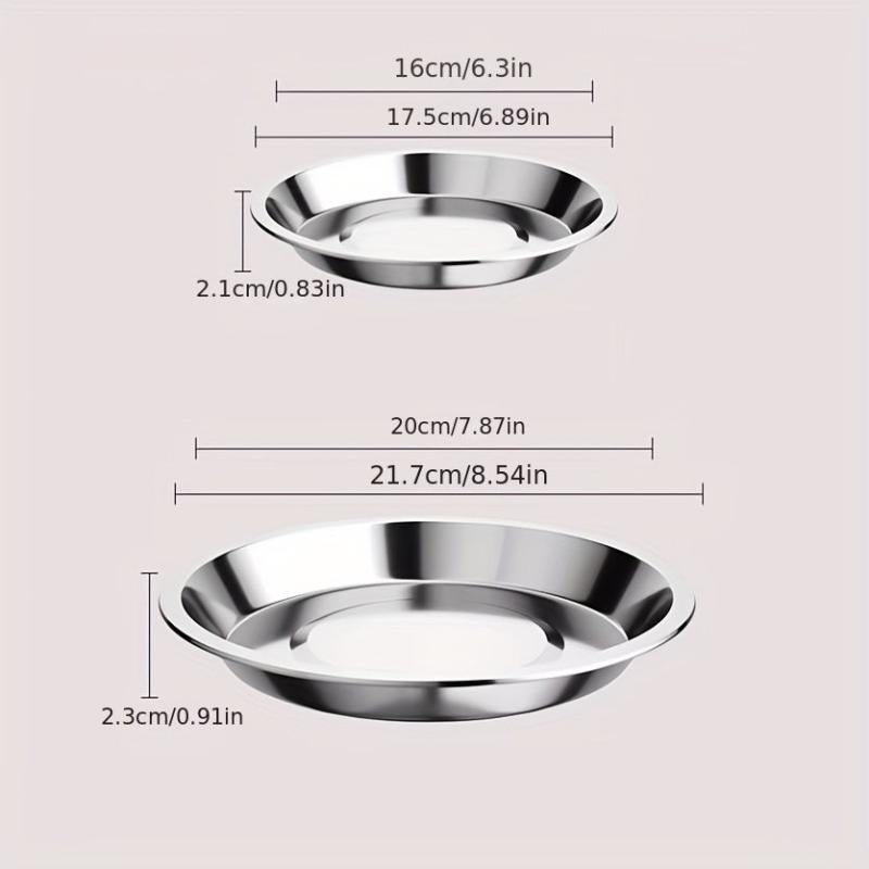 Stainless Steel Plates - Rust Proof Dinner Plates for BBQ Snack Salad