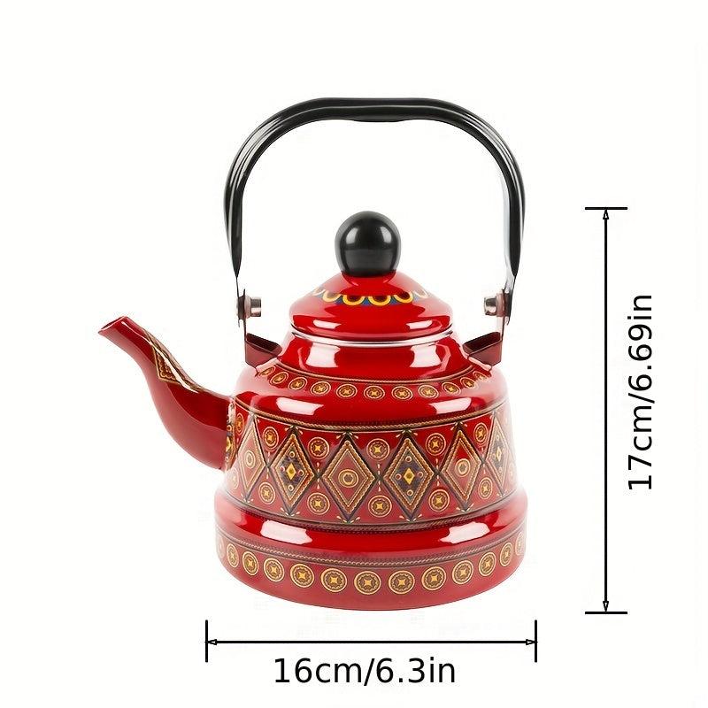 Red Enamel Memory Flower Pot Retro Nostalgic  Home Kettle
