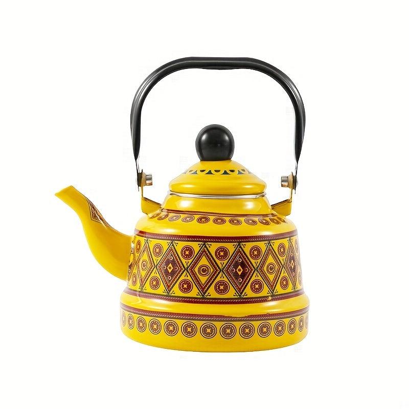 Red Enamel Memory Flower Pot Retro Nostalgic  Home Kettle