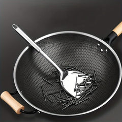 Non Stick Wok With Lid 32 Stainless Steel Honeycomb Coating Deep Frying Pan