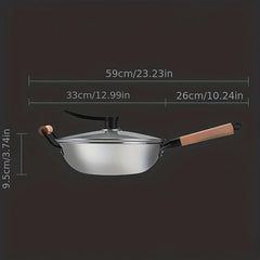 Non Stick Wok With Lid 32 Stainless Steel Honeycomb Coating Deep Frying Pan