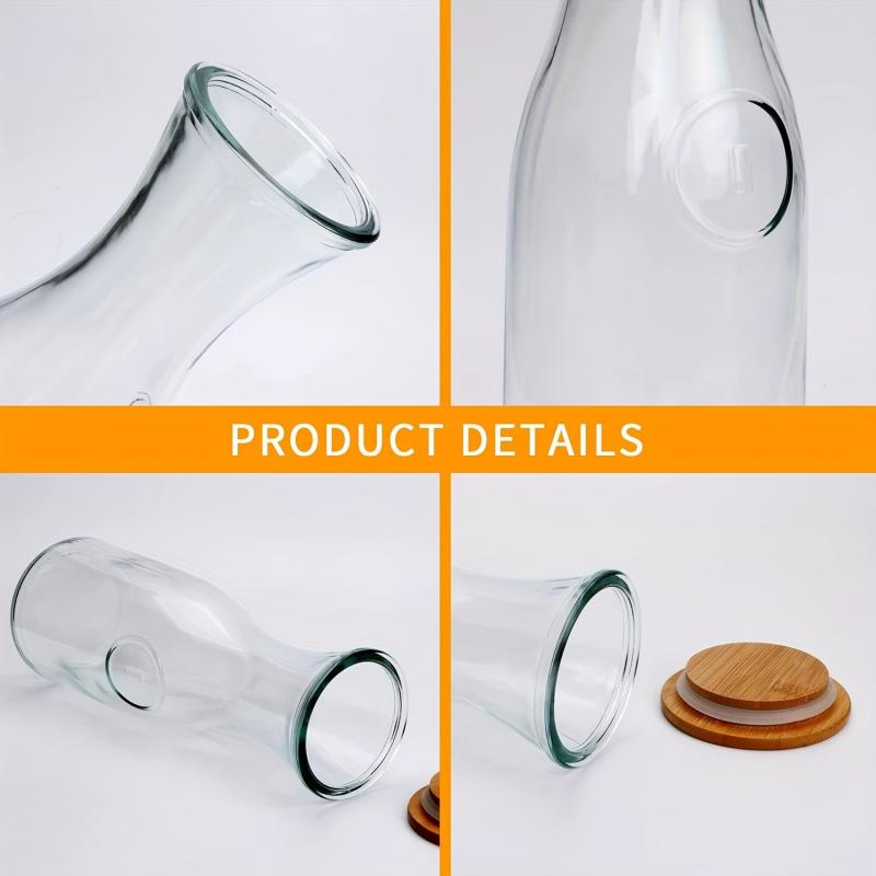 2pcs 35 Oz Glass Water Bottle With Wooden Cap - Home Kitchen Supplies