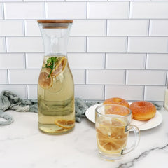 2pcs 35 Oz Glass Water Bottle With Wooden Cap - Home Kitchen Supplies