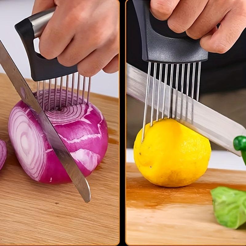 Onion Holder Slicer Vegetable Tools Stainless Steel Cutting Kitchen Gadget
