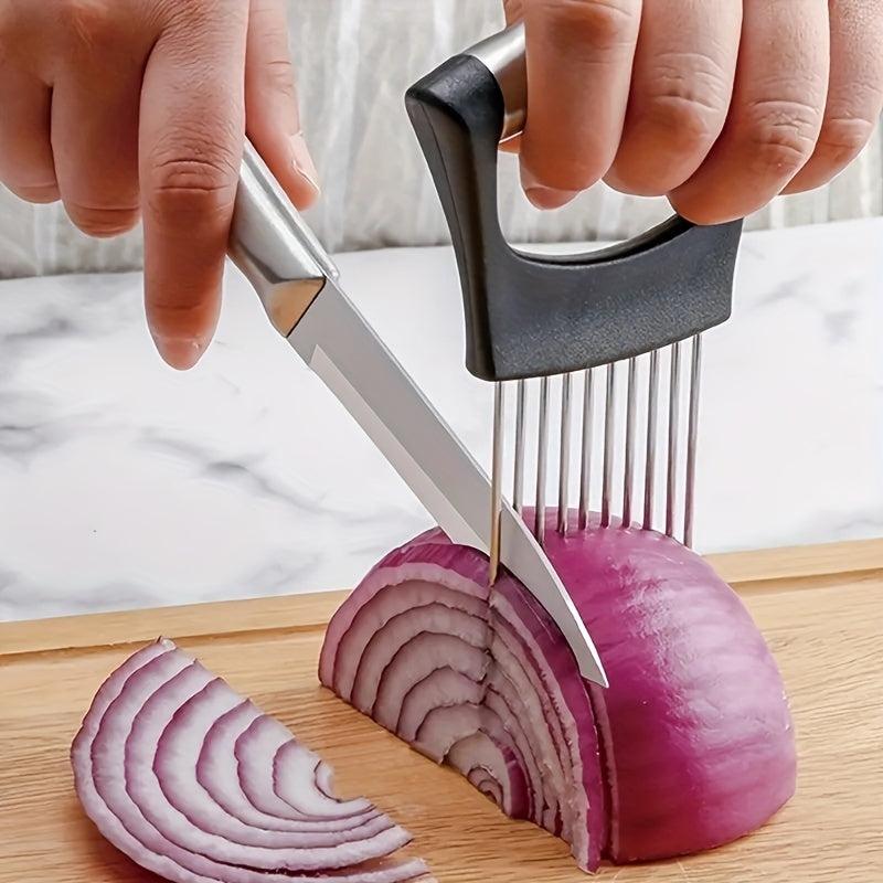 Onion Holder Slicer Vegetable Tools Stainless Steel Cutting Kitchen Gadget