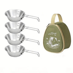 4pcs Foldable Stainless Steel Camping Bowl with Storage Bag