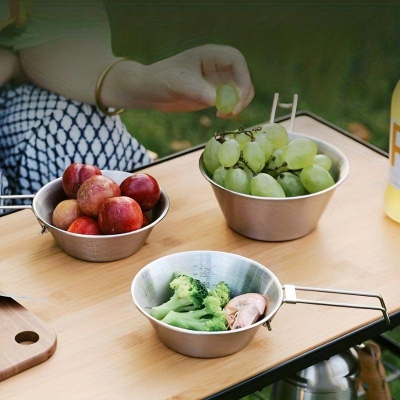 4pcs Foldable Stainless Steel Camping Bowl with Storage Bag