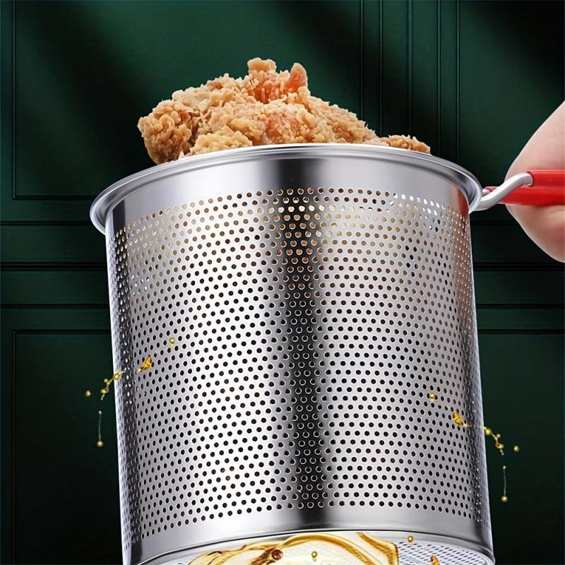 3L Stainless Steel Deep Fryer for Stove Top with Strainer Chicken Cooker Kit