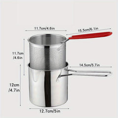 3L Stainless Steel Deep Fryer for Stove Top with Strainer Chicken Cooker Kit