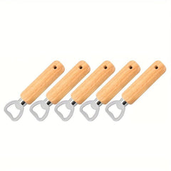 10pcs Wooden Handle Stainless Steel Bottle Opener for Bar Pub Restaurant