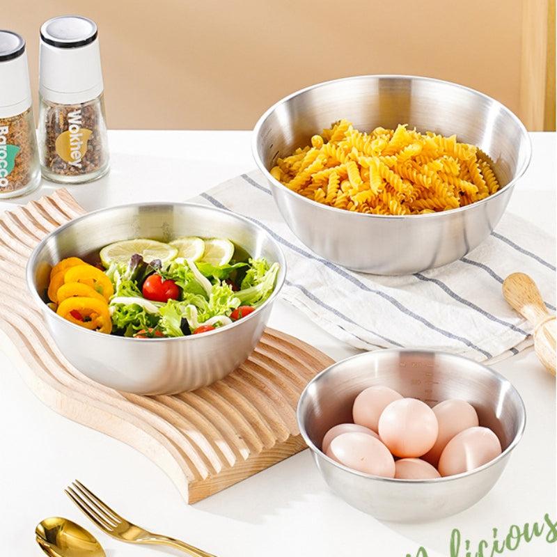 3pcs Stainless Steel Mixing Bowls Baking Kitchen Gadgets