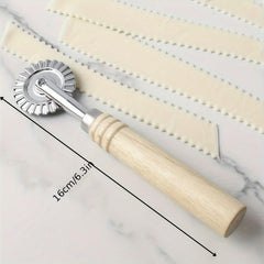 Ravioli Cutter Wheel with Wooden Handle, Zinc Alloy Pizza Cutter for Kitchen